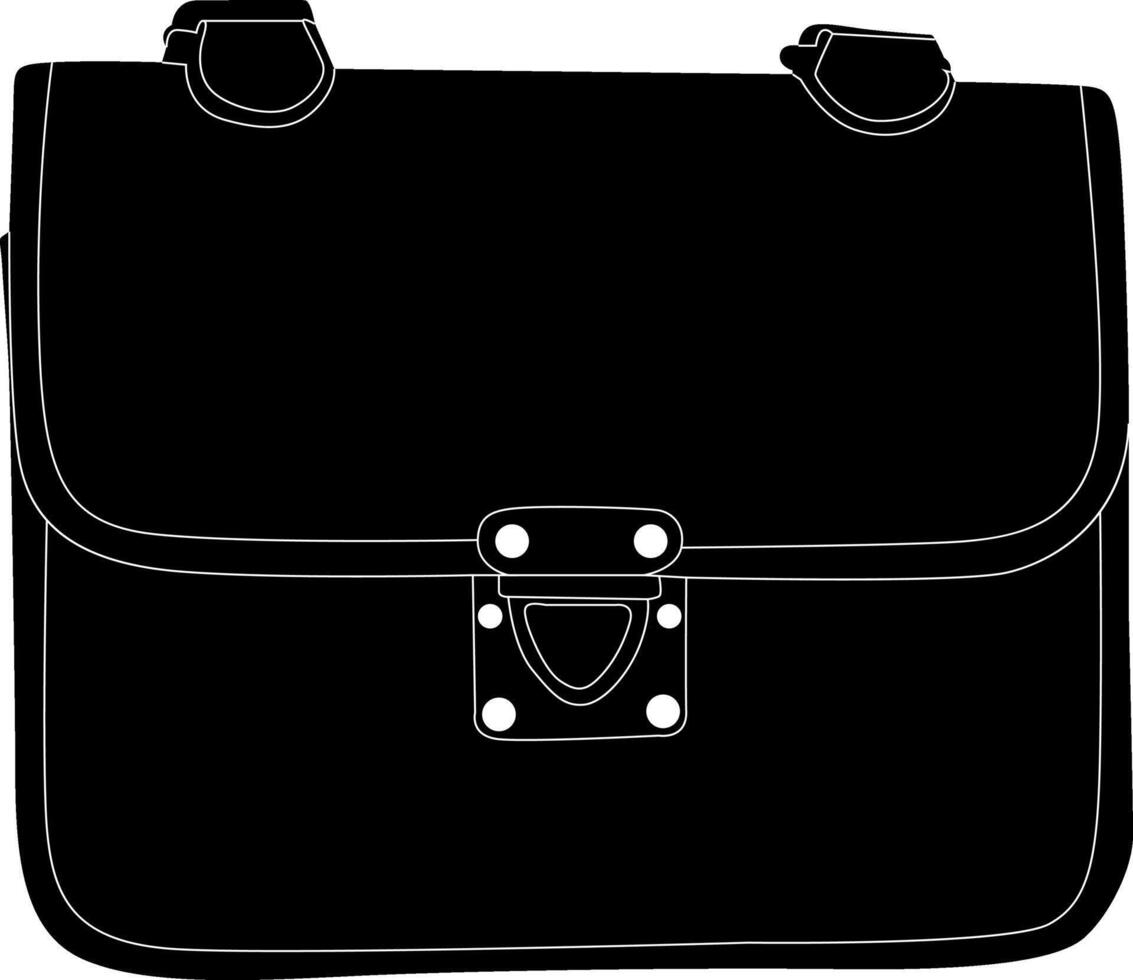 Black leather satchel bag with a clasp vector