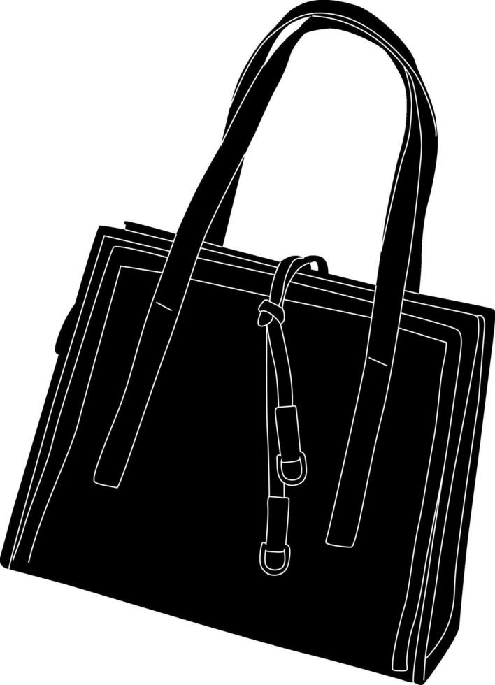Elegant black handbag on white background vector