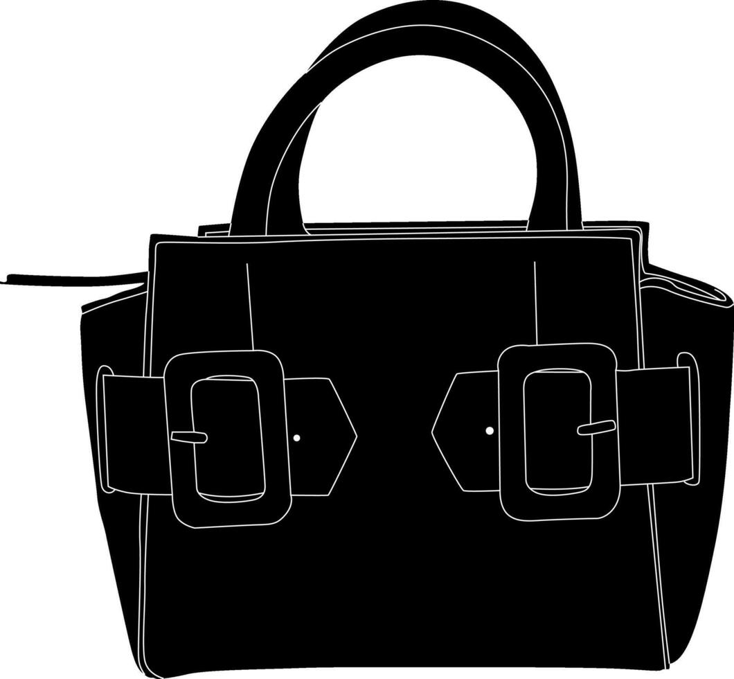 Elegant Black Handbag with Buckle Details vector