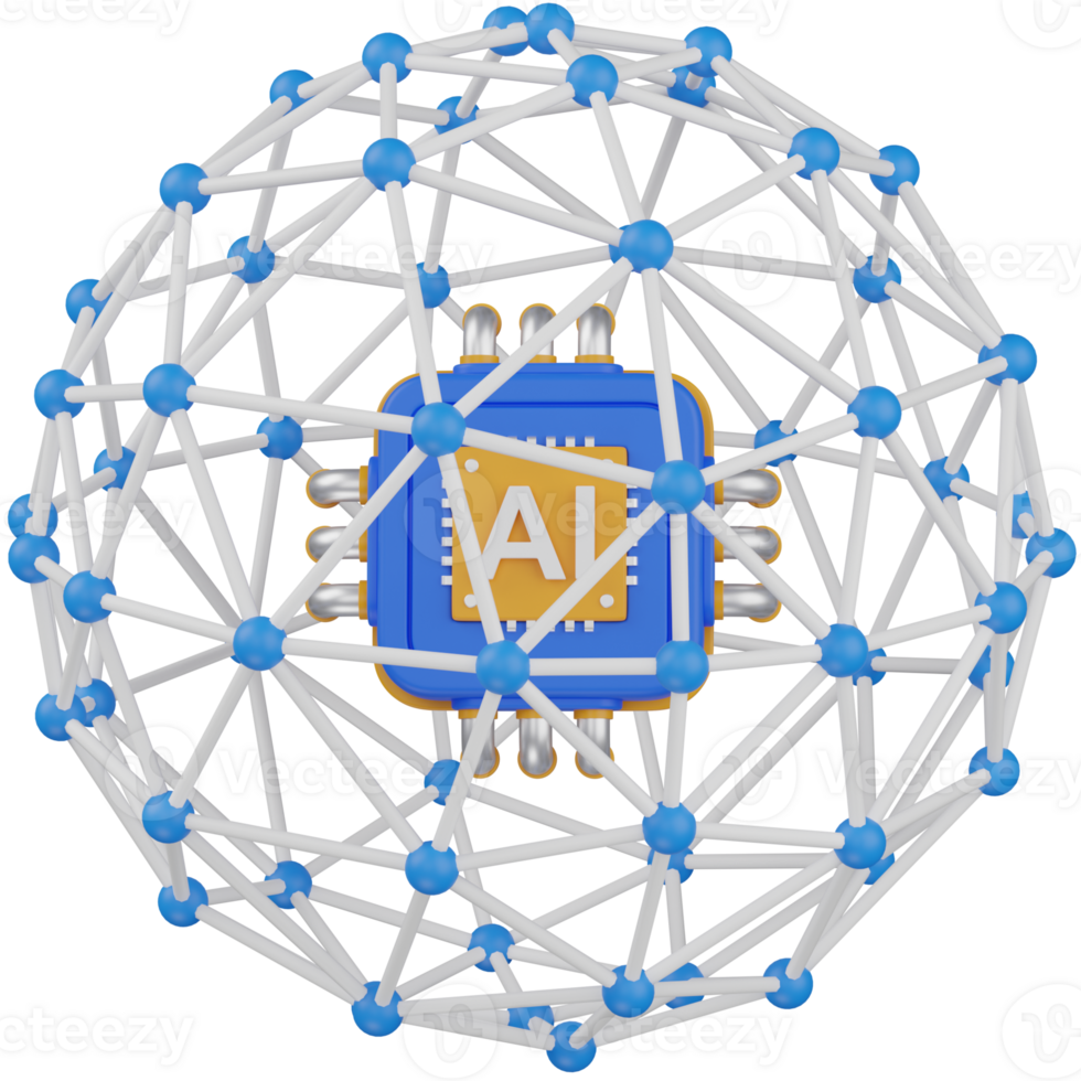 3d render AI Technology Network icon png
