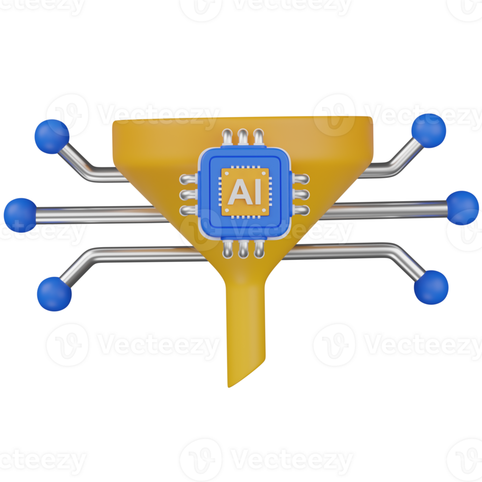 3d render AI Data Filter Futuristic illustration png