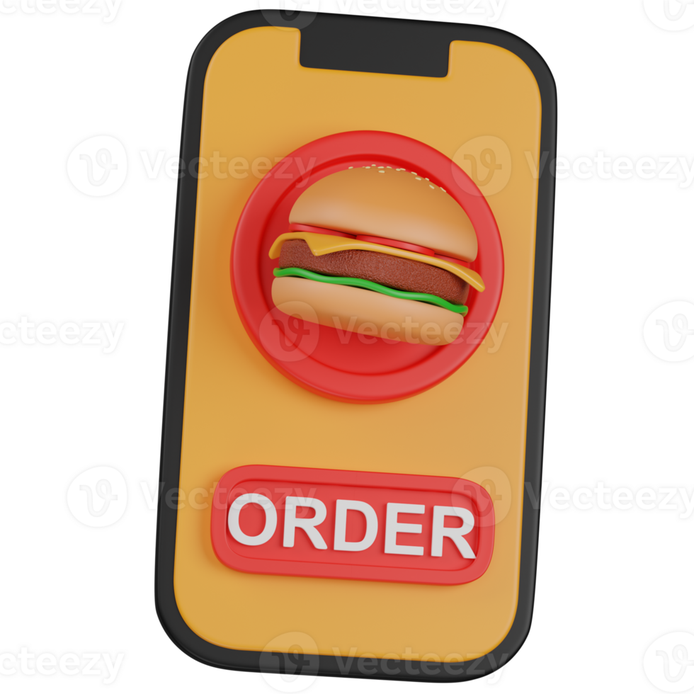 Ordering a burger online via phone app png