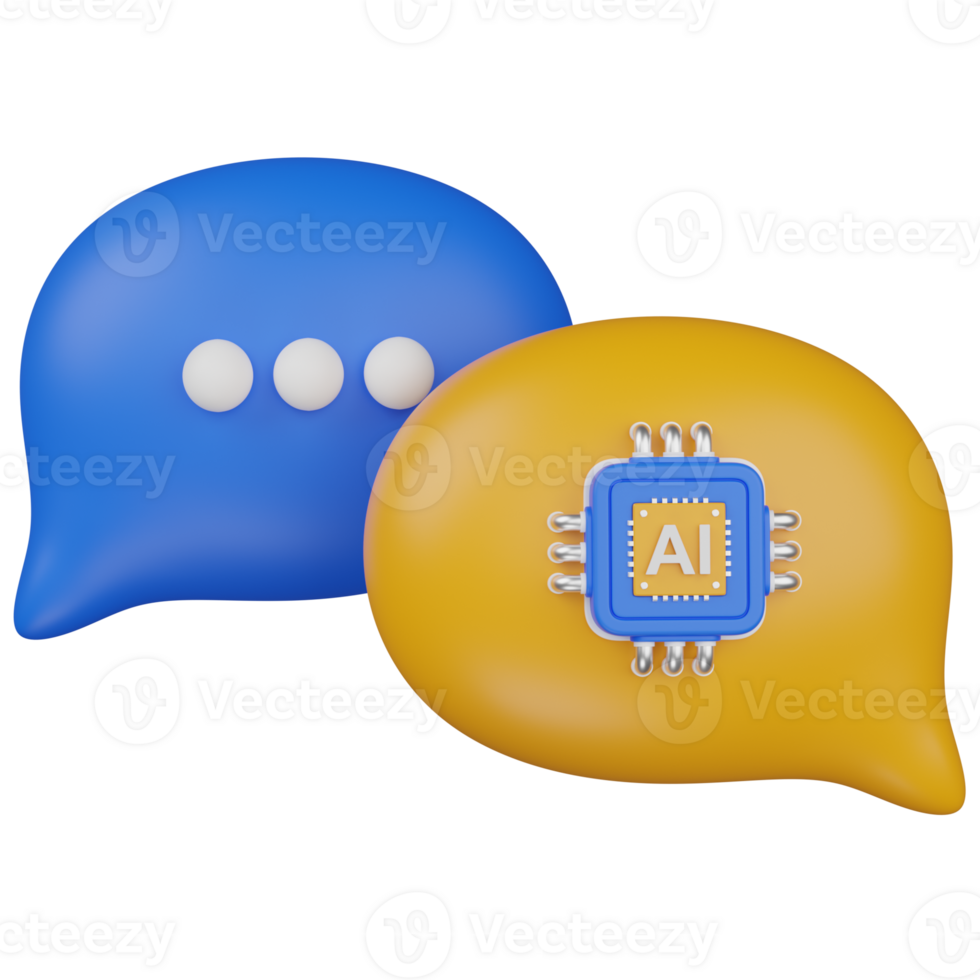 3d render AI Chat and Communication Concept illustration png