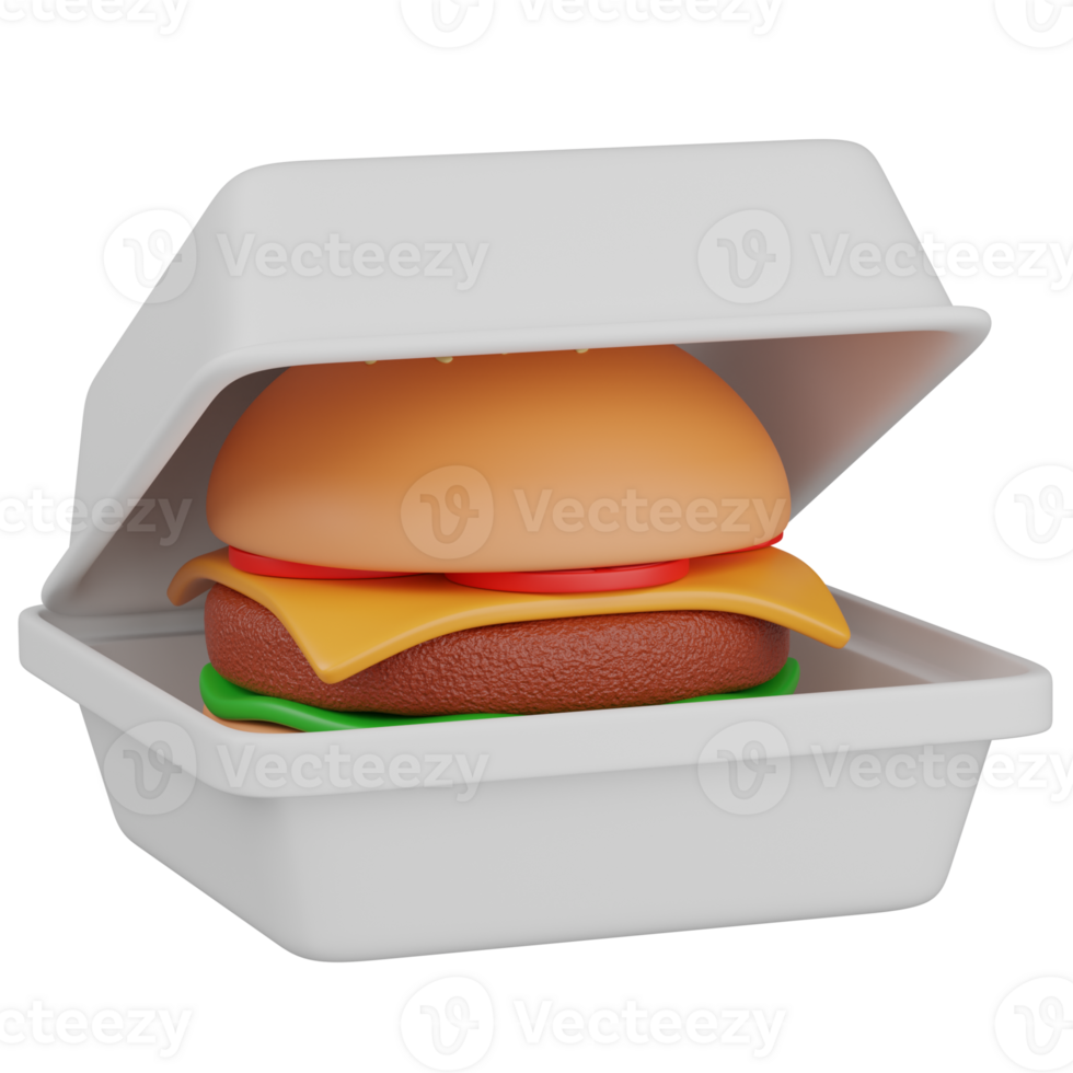3d render open food pack icon png