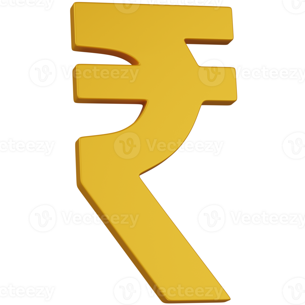3d render golden Indian Rupee Symbol icon png