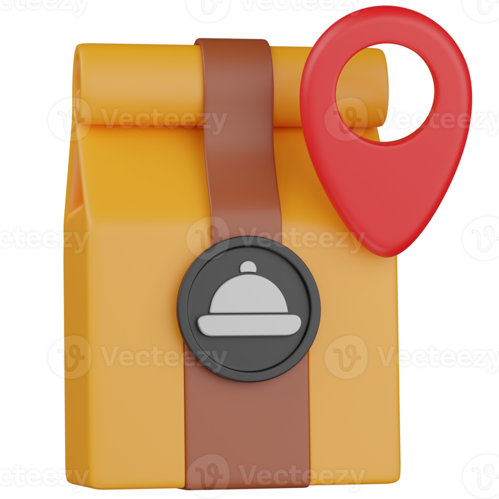3d render Food delivery pin illustration png