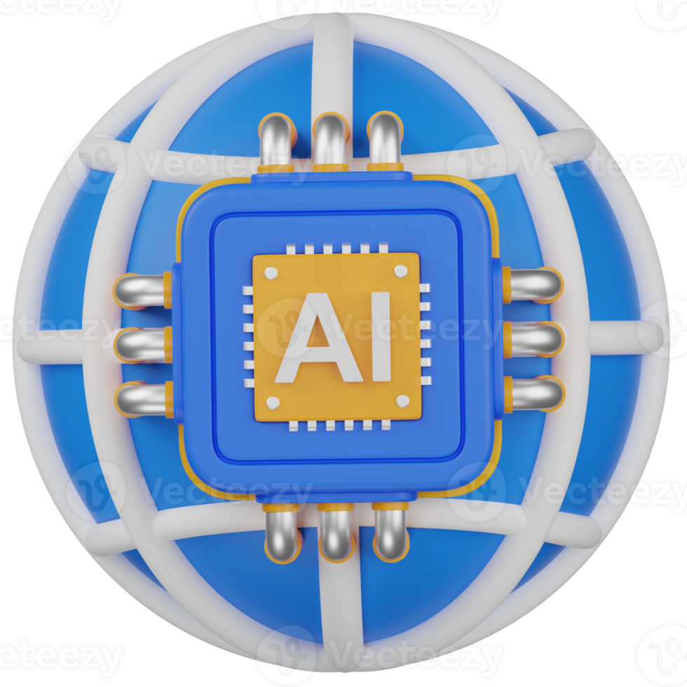 3d render AI and global technology concept png