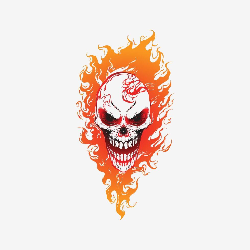 head skull flaming vector
