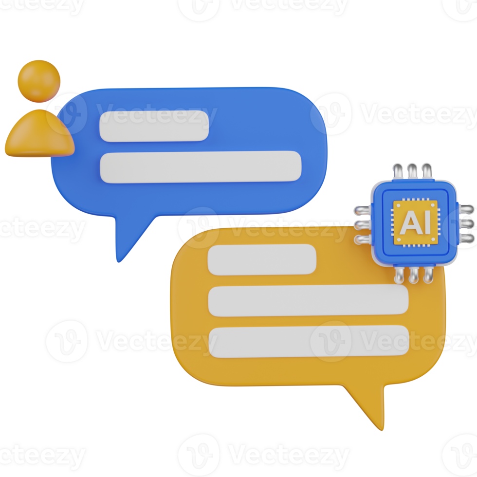 3d render AI Chatbot Communication Artificial Intelligence in Digital Interaction illustration png