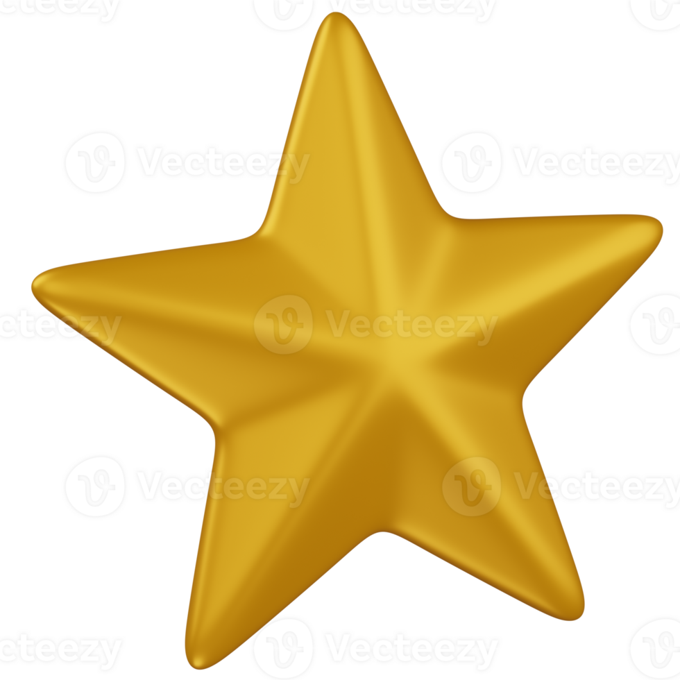 3d render Golden Star Illustration png