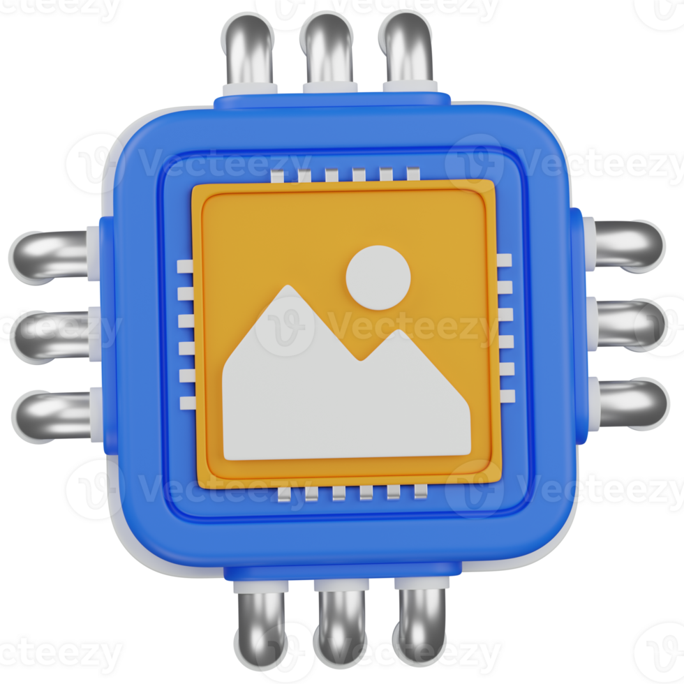 3d render ai image processing icon png