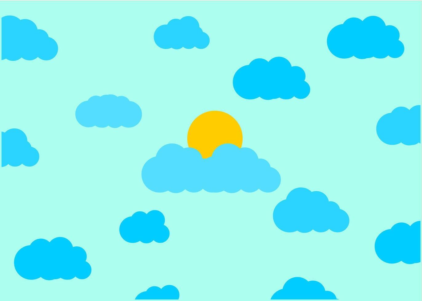cloud and sun on blue sky background vector