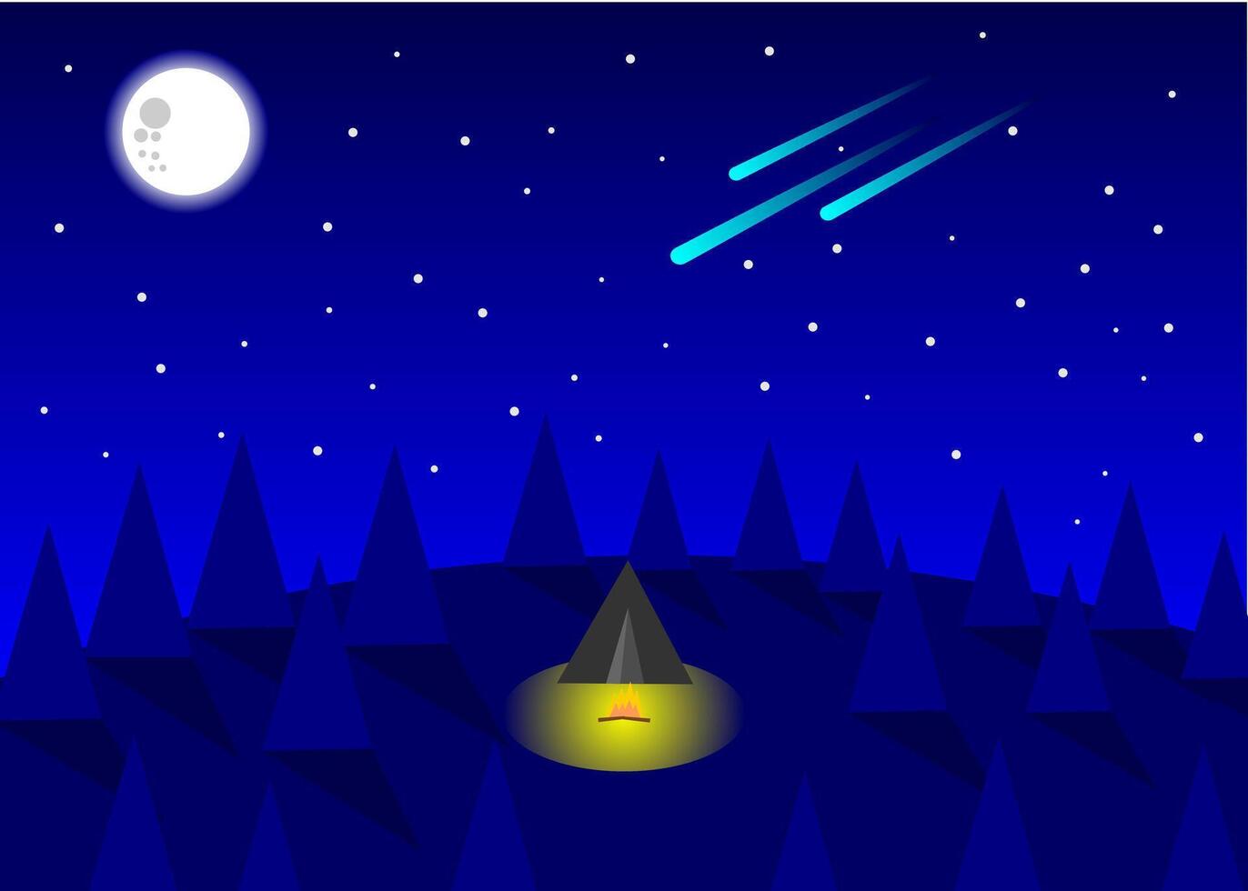 a view of blue sky at night with star and forest vector