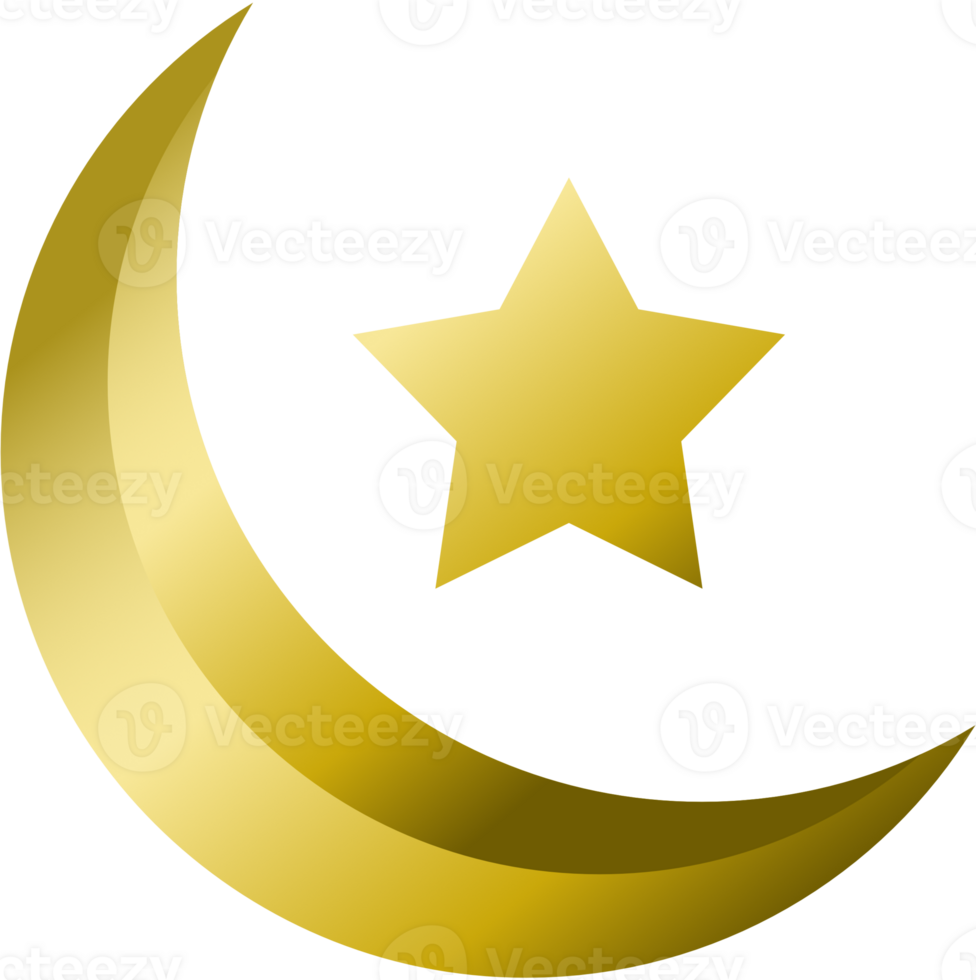 Golden crescent moon symbol png