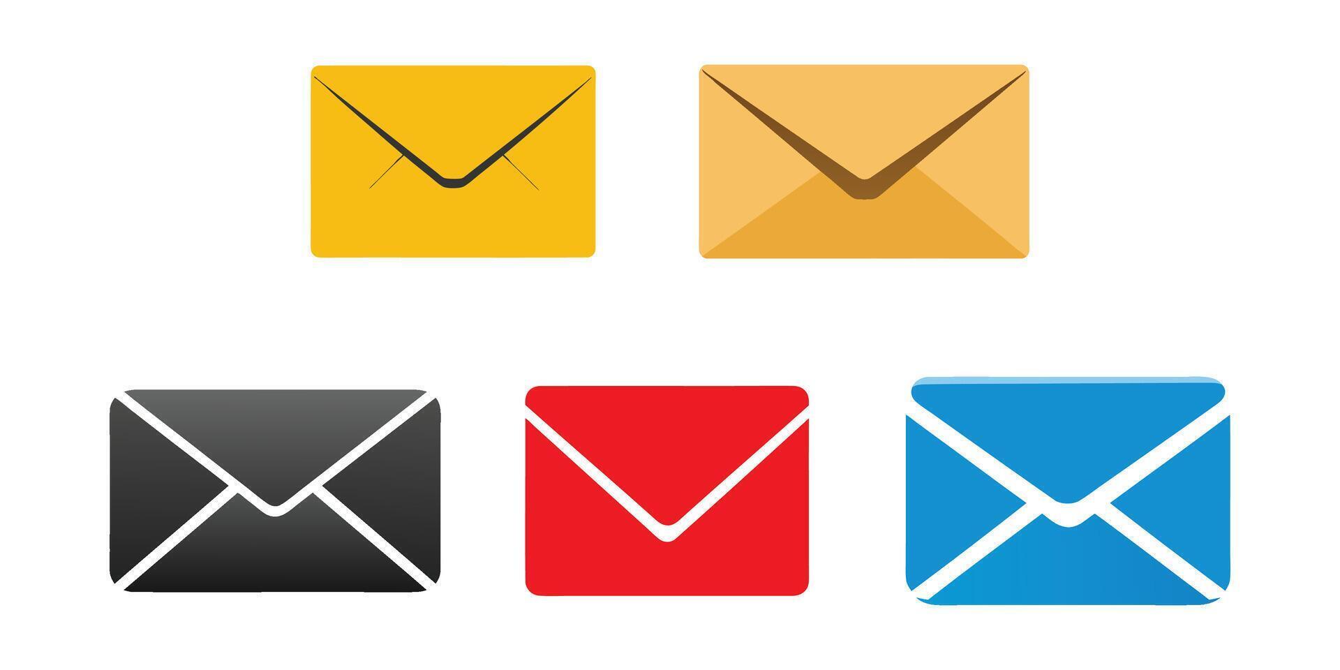 Collection of Email Envelope Icons for Communication, Contact, or Messaging vector