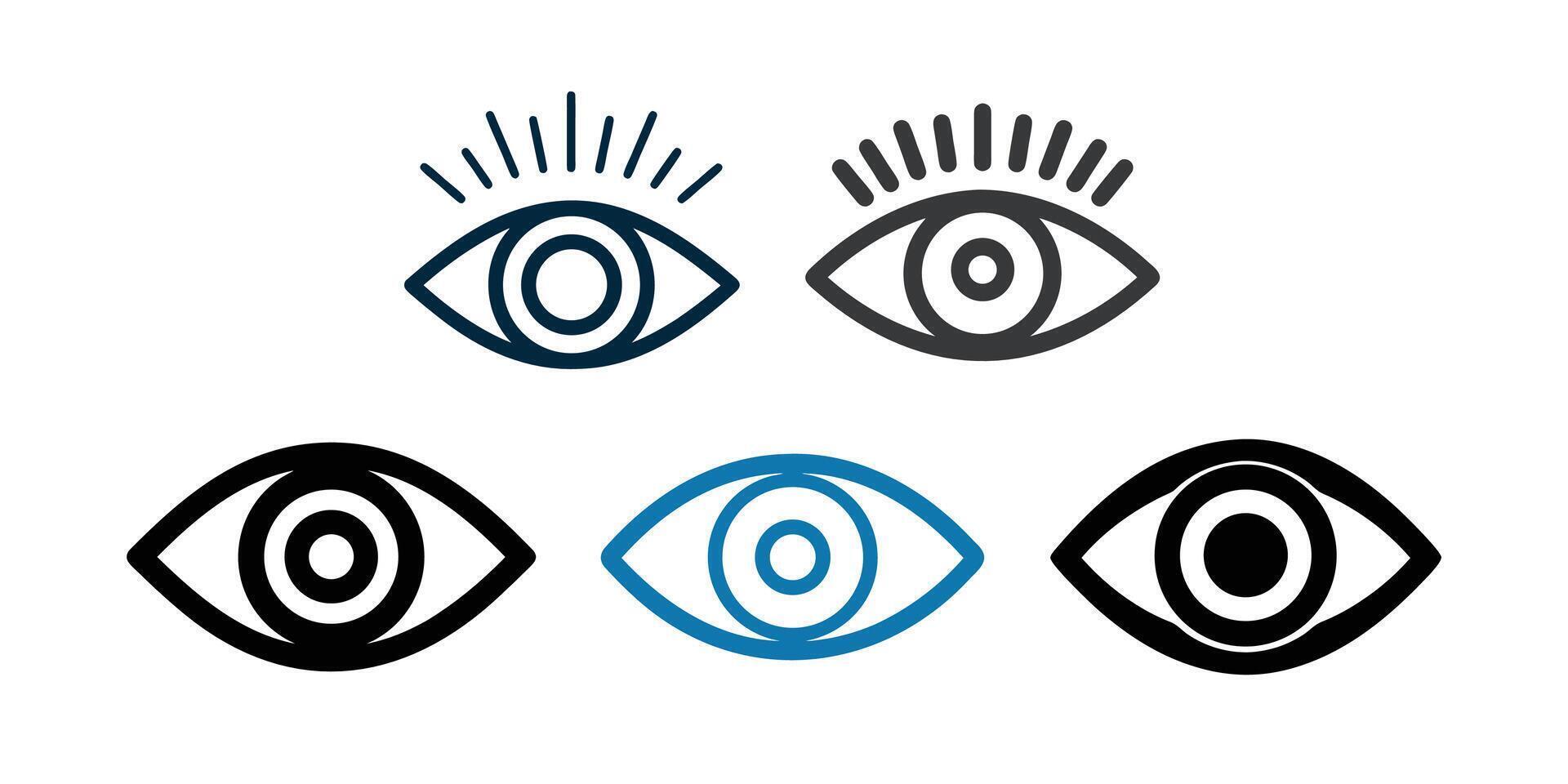 Set of Eye Icons for Vision, Observation, or Surveillance Concepts vector