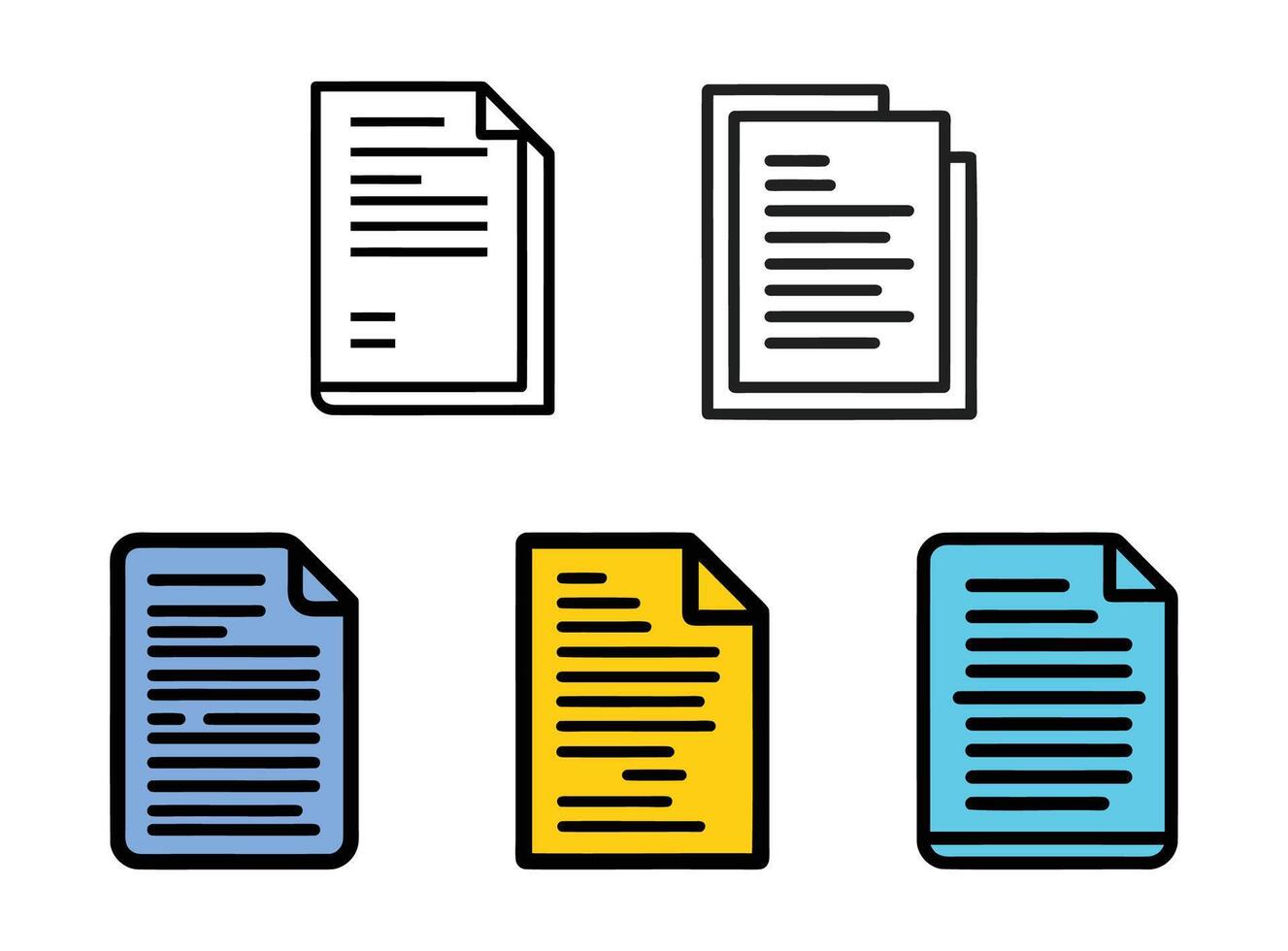 Set of Document Icons for Files, Text, or Information Management vector