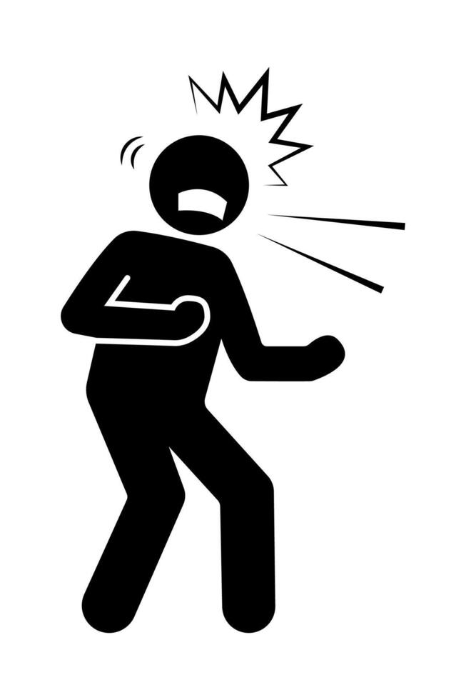Stickman angry swearing and cursing. Cartoon stick figure illustration. expression of annoyance. vector