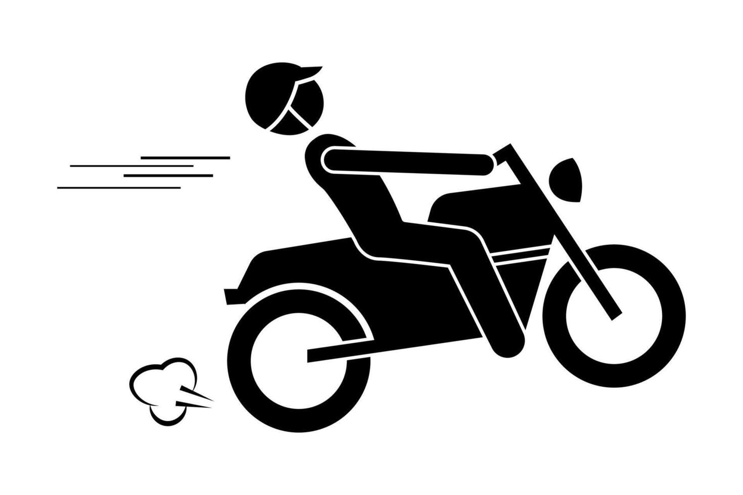 Stickman speeding on a motorbike. Cartoon stick figure illustration. fun comic. vector