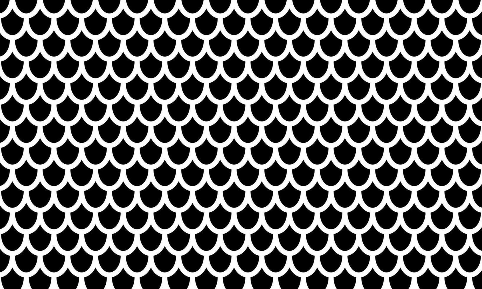 Fish, mermaid, dragon scales pattern. Wavy roof tile black background. vector