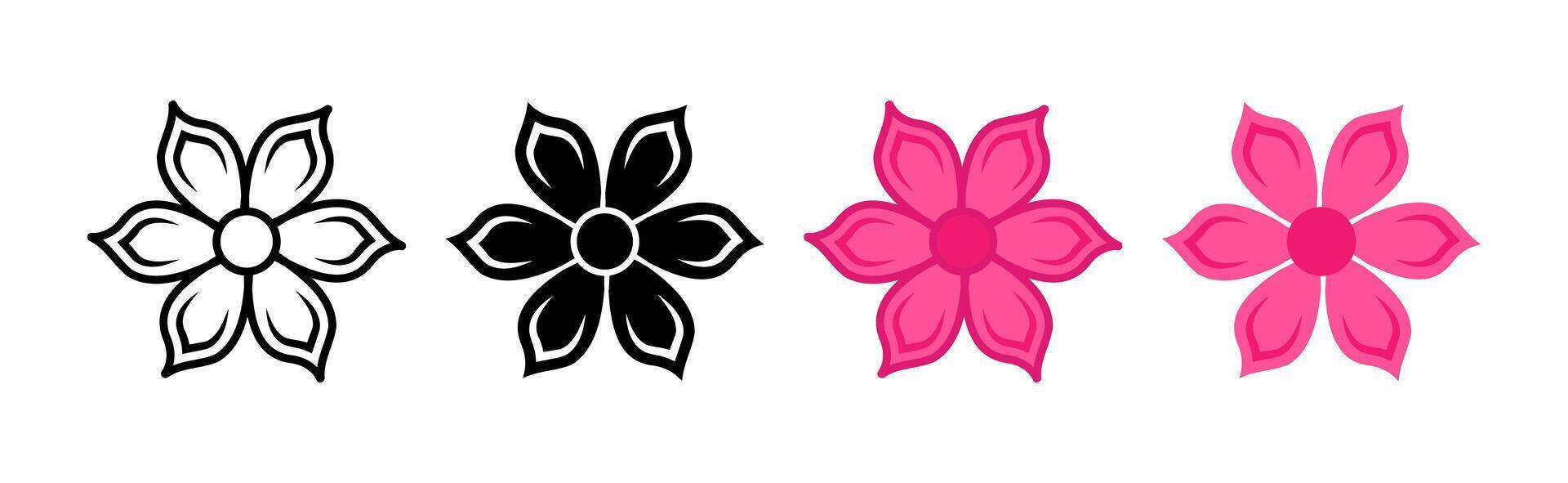 Flower icon set. for mobile concept and web design on white background vector