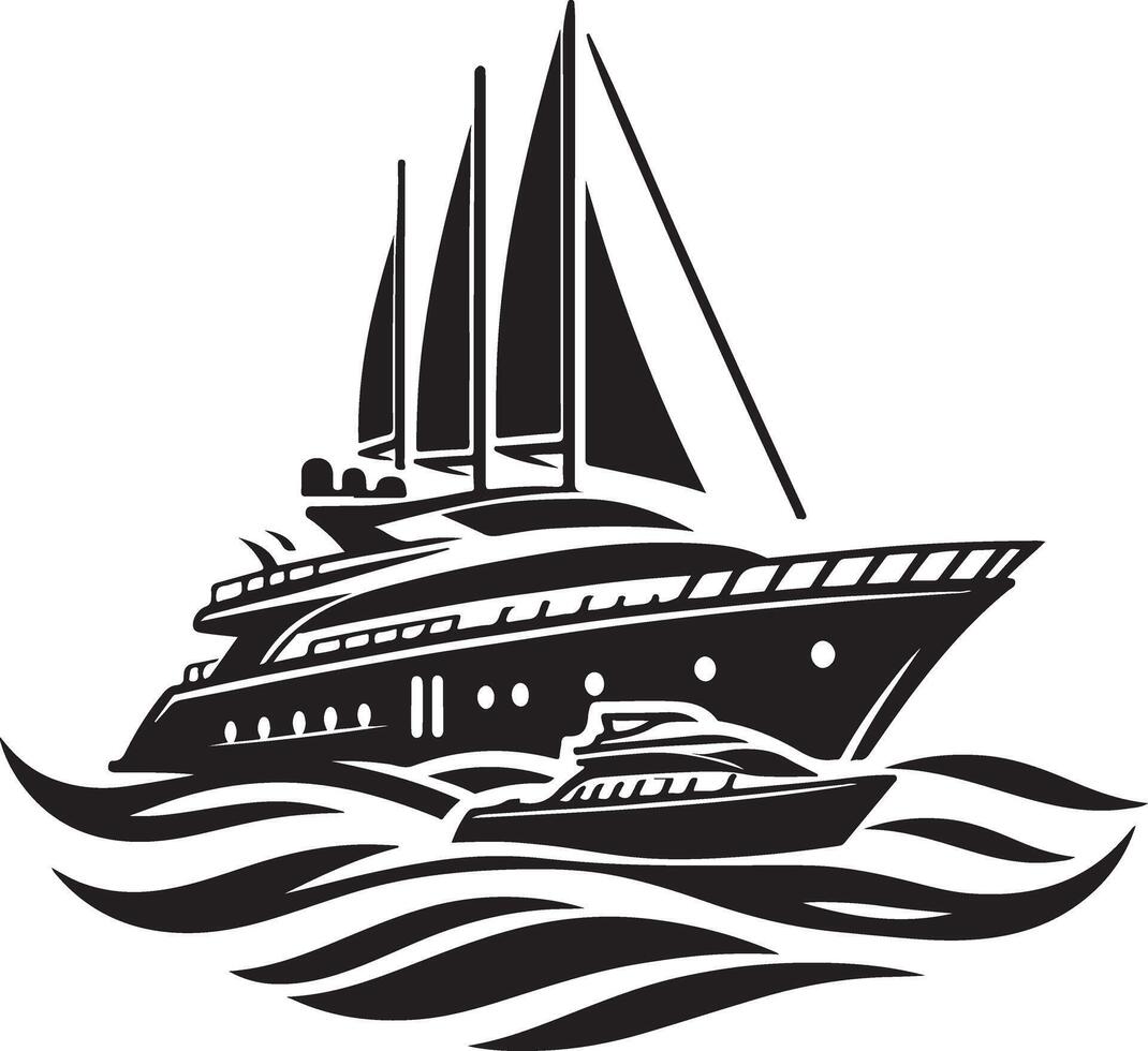 Elegant Yacht Silhouette Illustration on Clean White Background vector