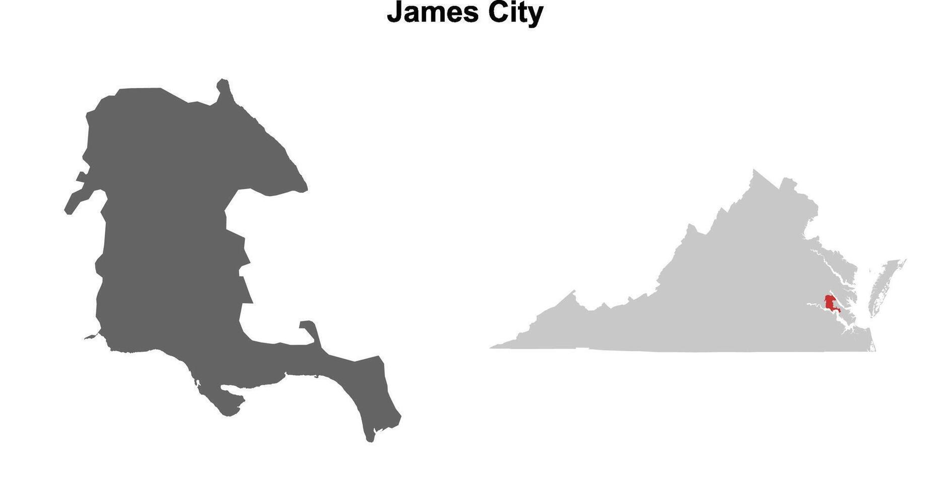James City County, Virginia blank outline map set vector
