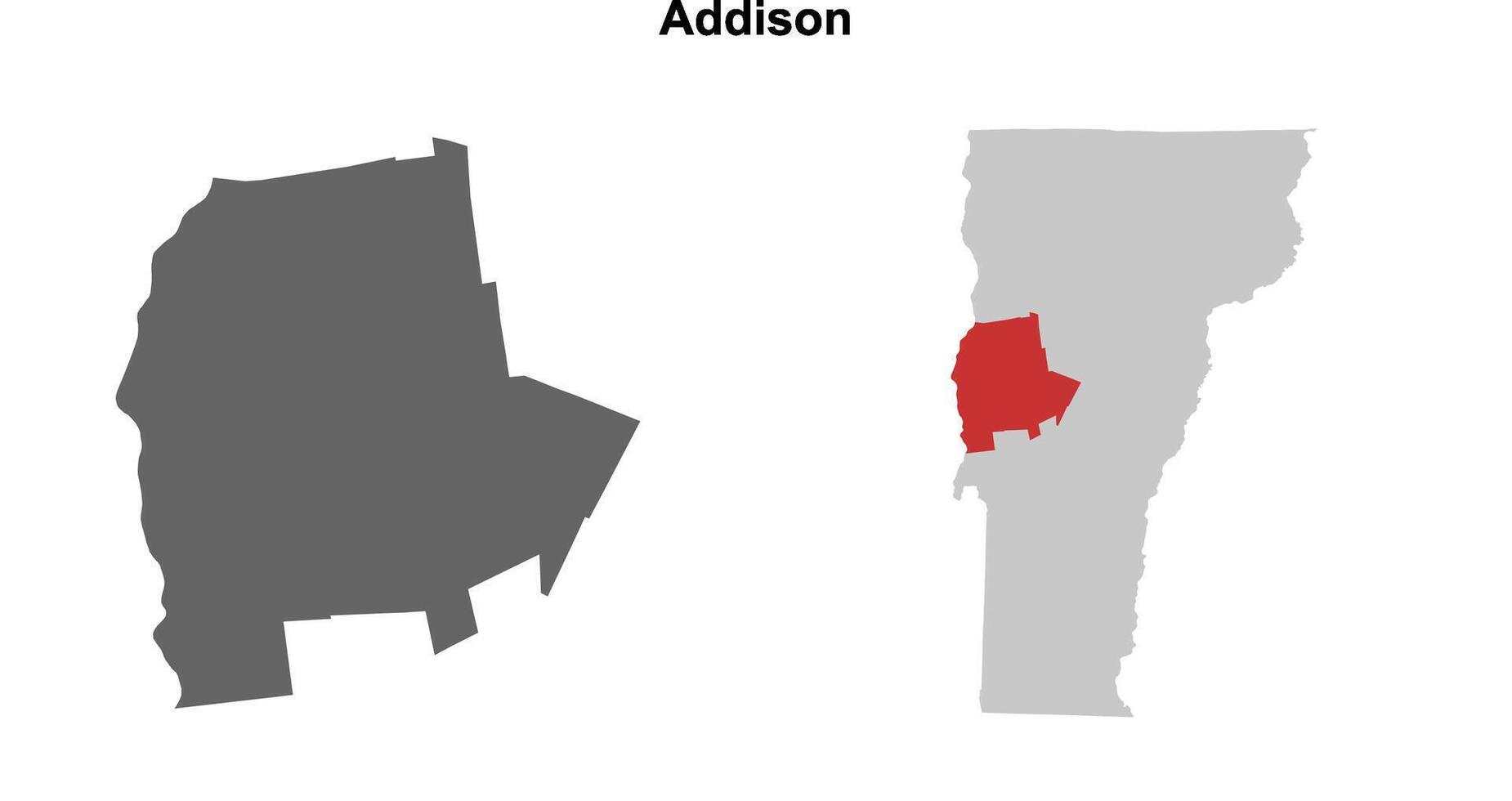 Addison County, Vermont blank outline map set vector