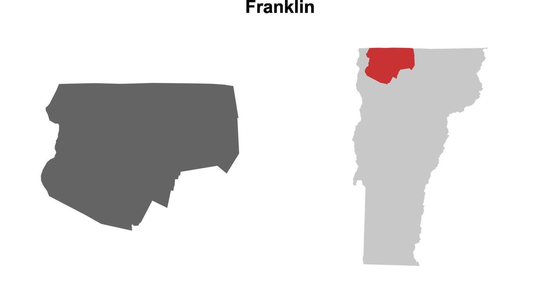 Franklin County, Vermont blank outline map set vector