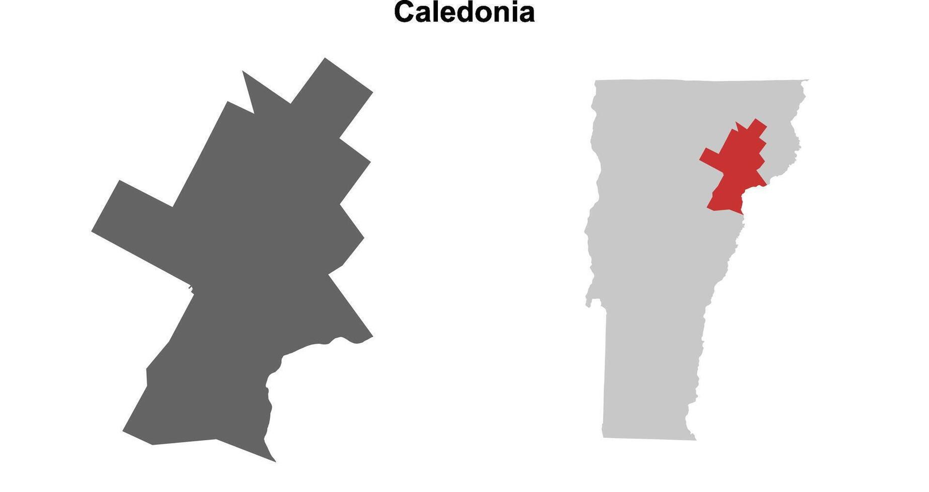 Caledonia County, Vermont blank outline map set vector