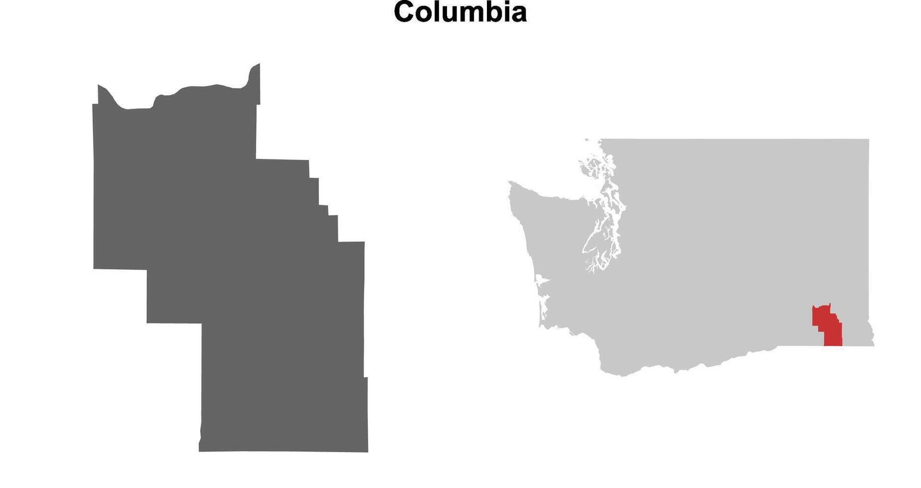 Columbia County, Washington blank outline map set vector