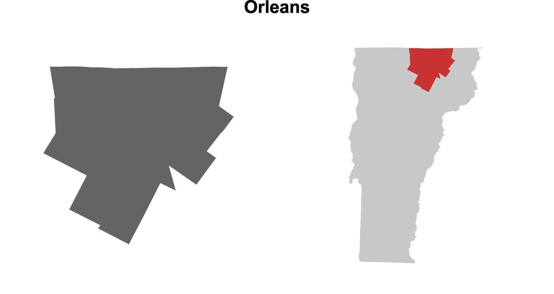 Orleans County, Vermont blank outline map set vector