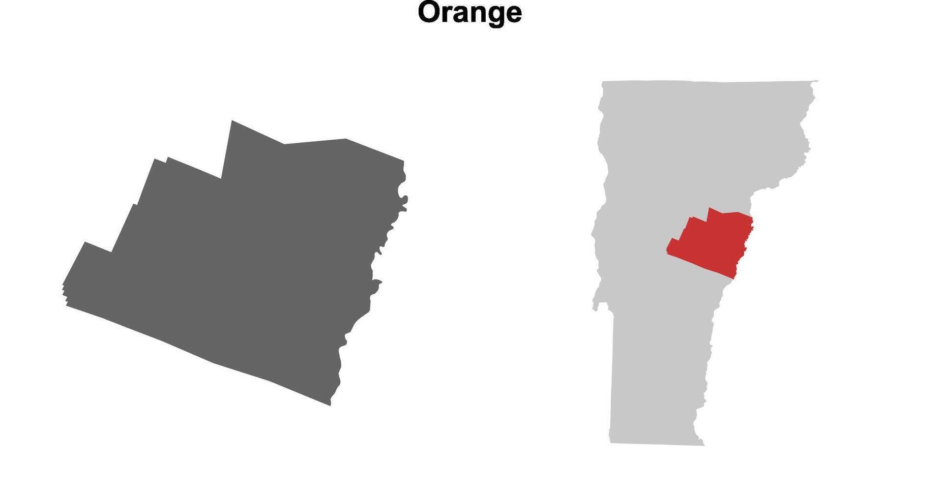 Orange County, Vermont blank outline map set vector