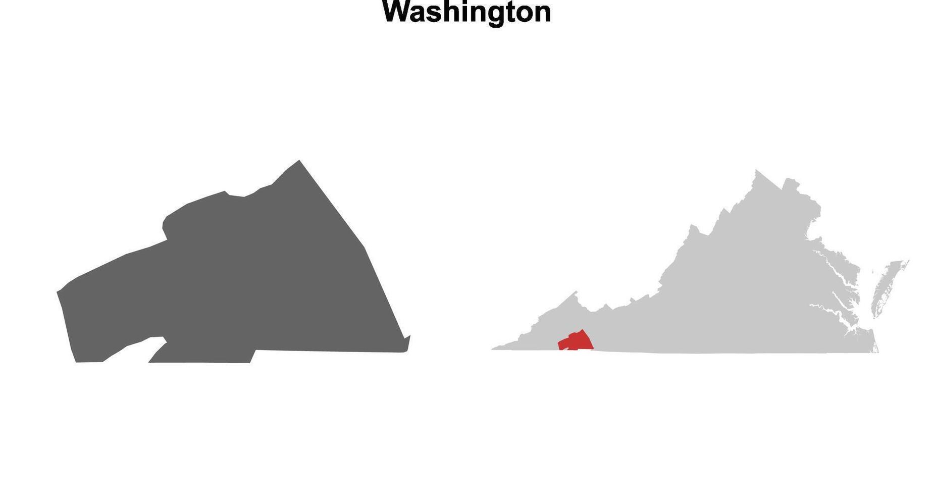 Washington County, Virginia blank outline map set vector