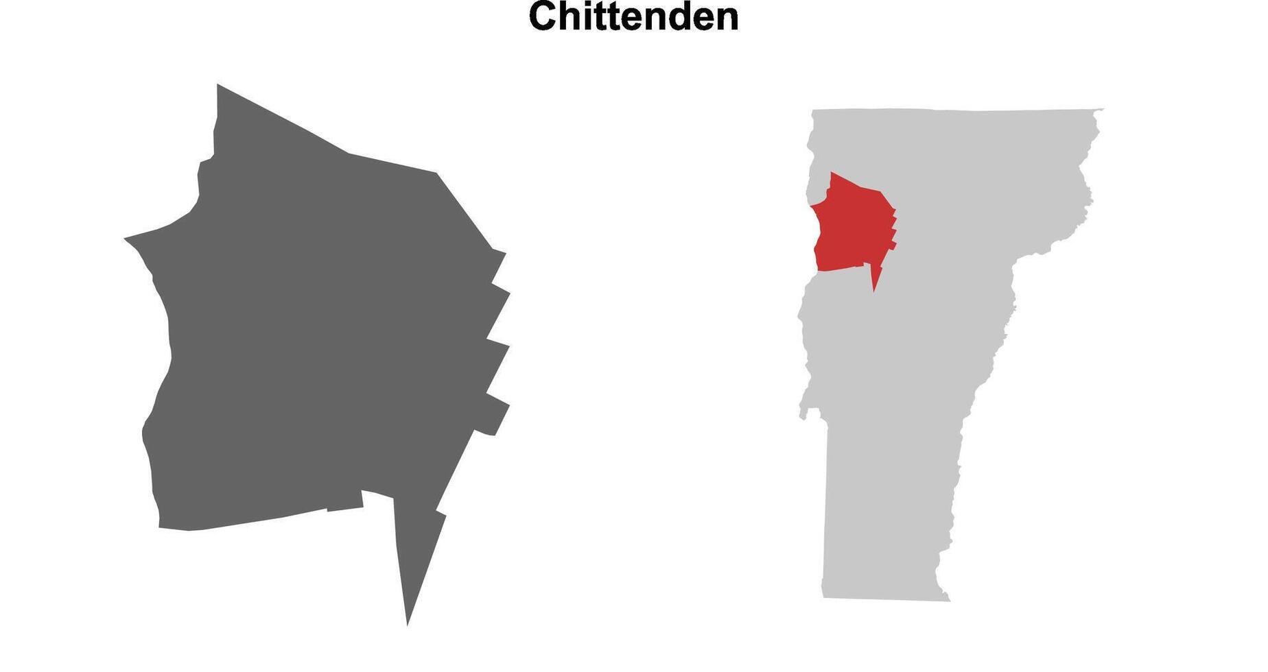 Chittenden County, Vermont blank outline map set vector