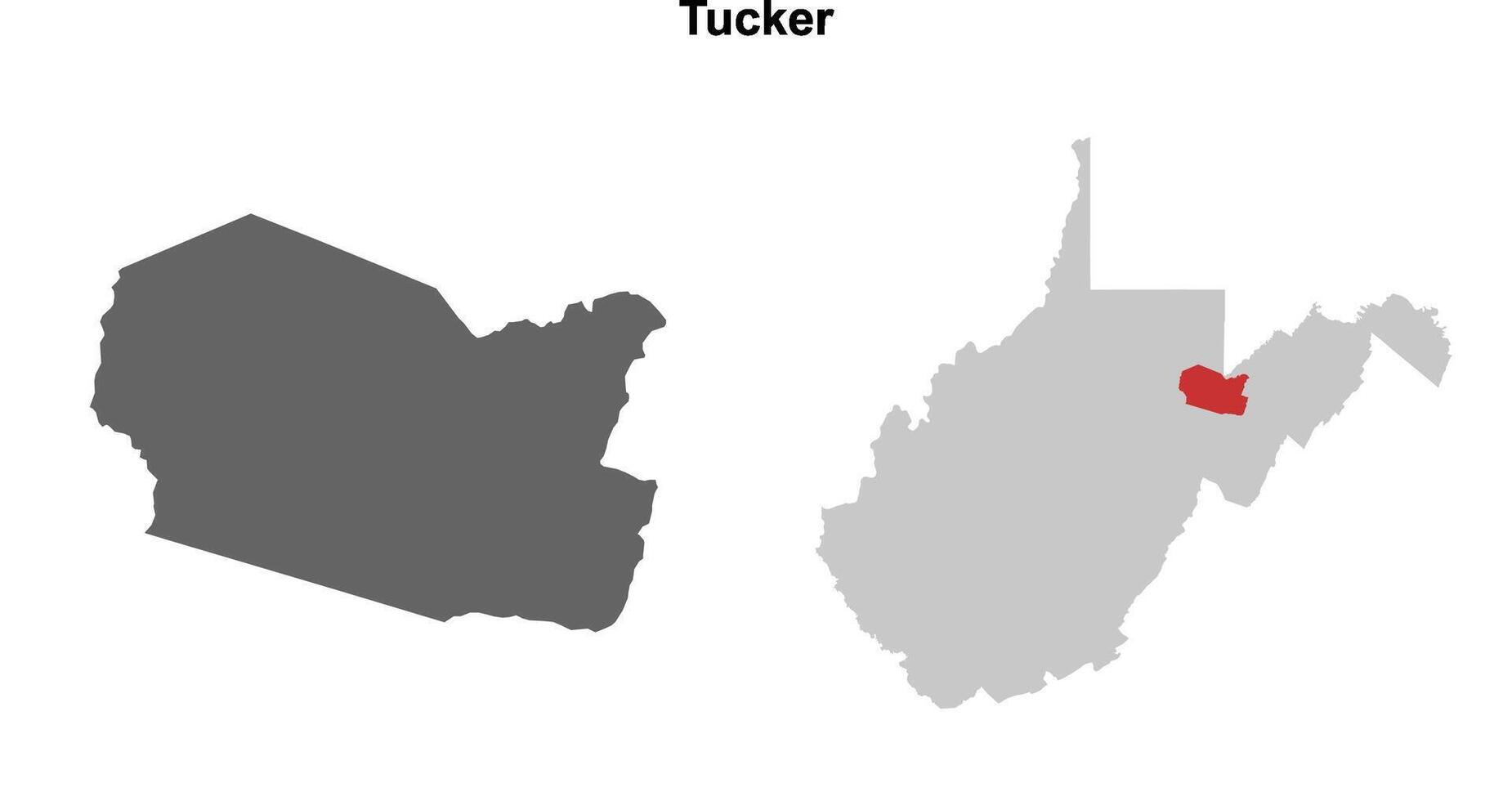 Tucker County, West Virginia blank outline map set vector