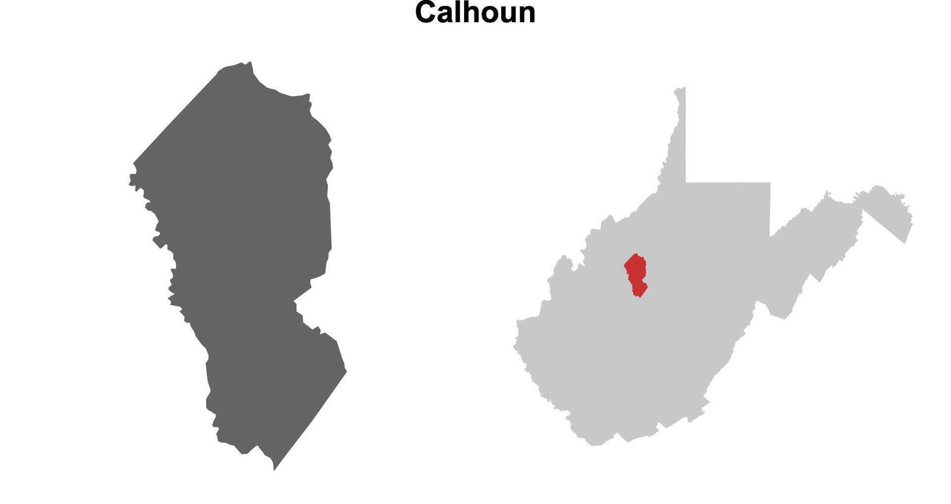 Calhoun County, West Virginia blank outline map set vector