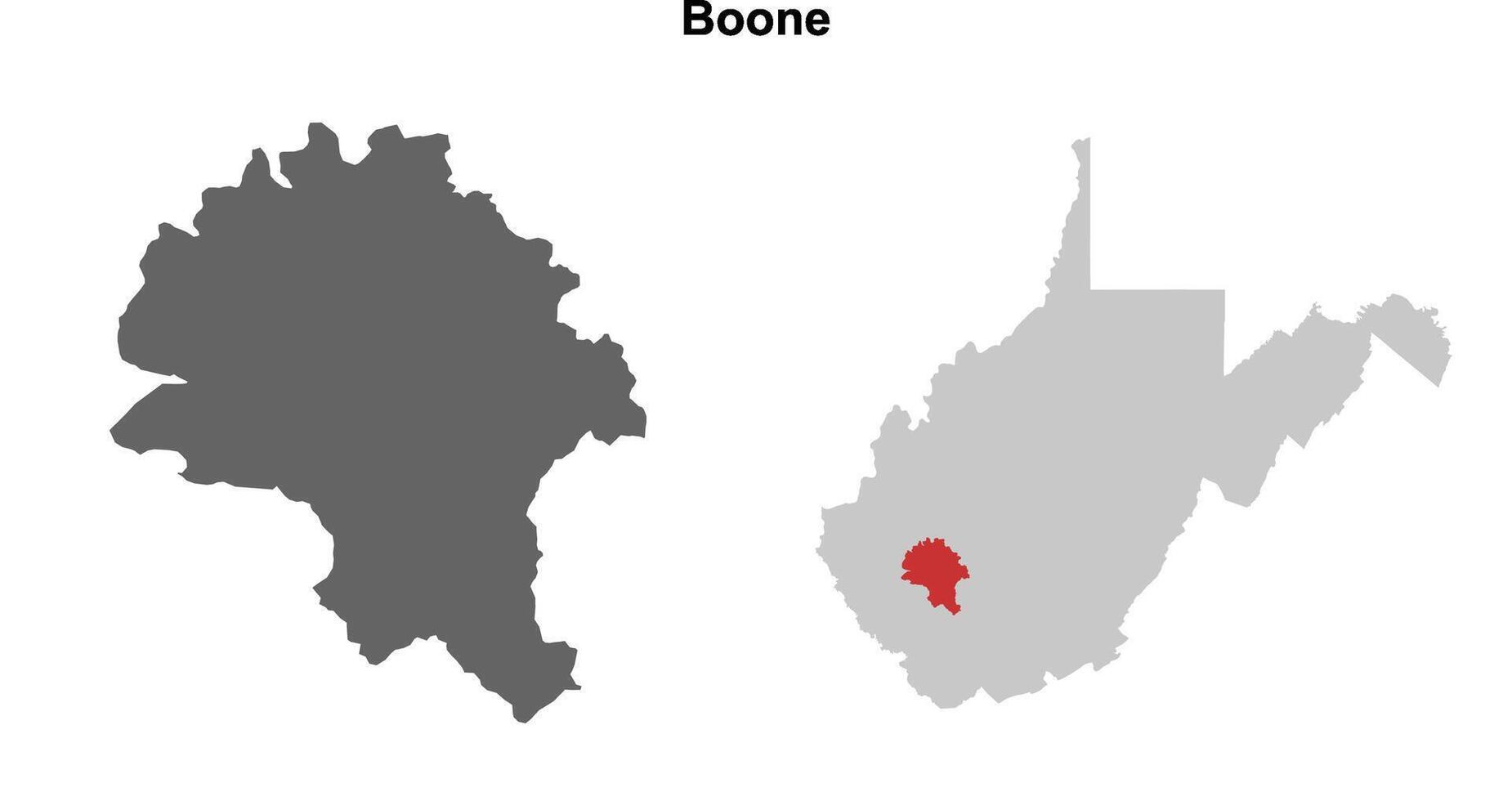 Boone County, West Virginia blank outline map set vector
