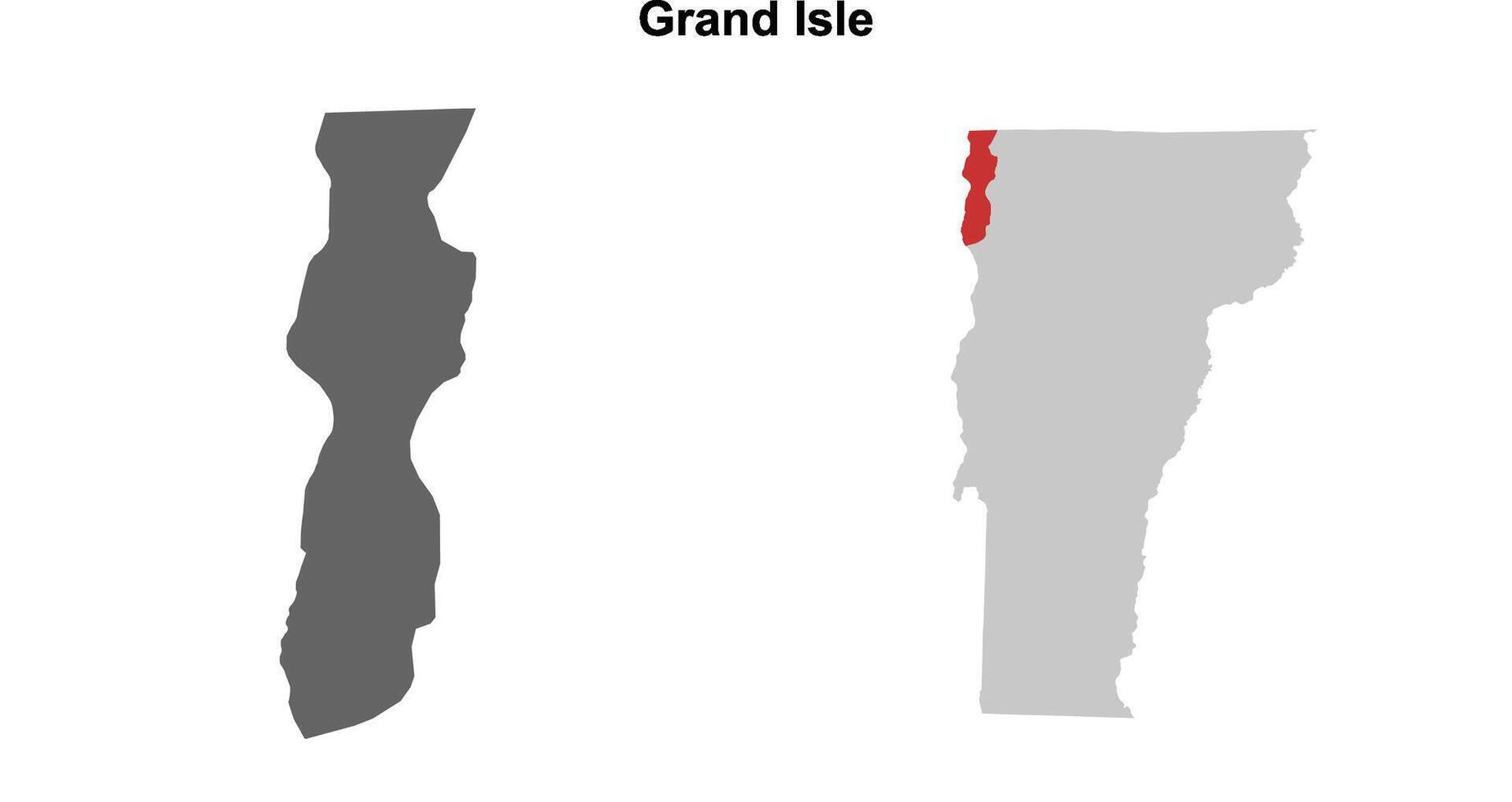 Grand Isle County, Vermont blank outline map set vector