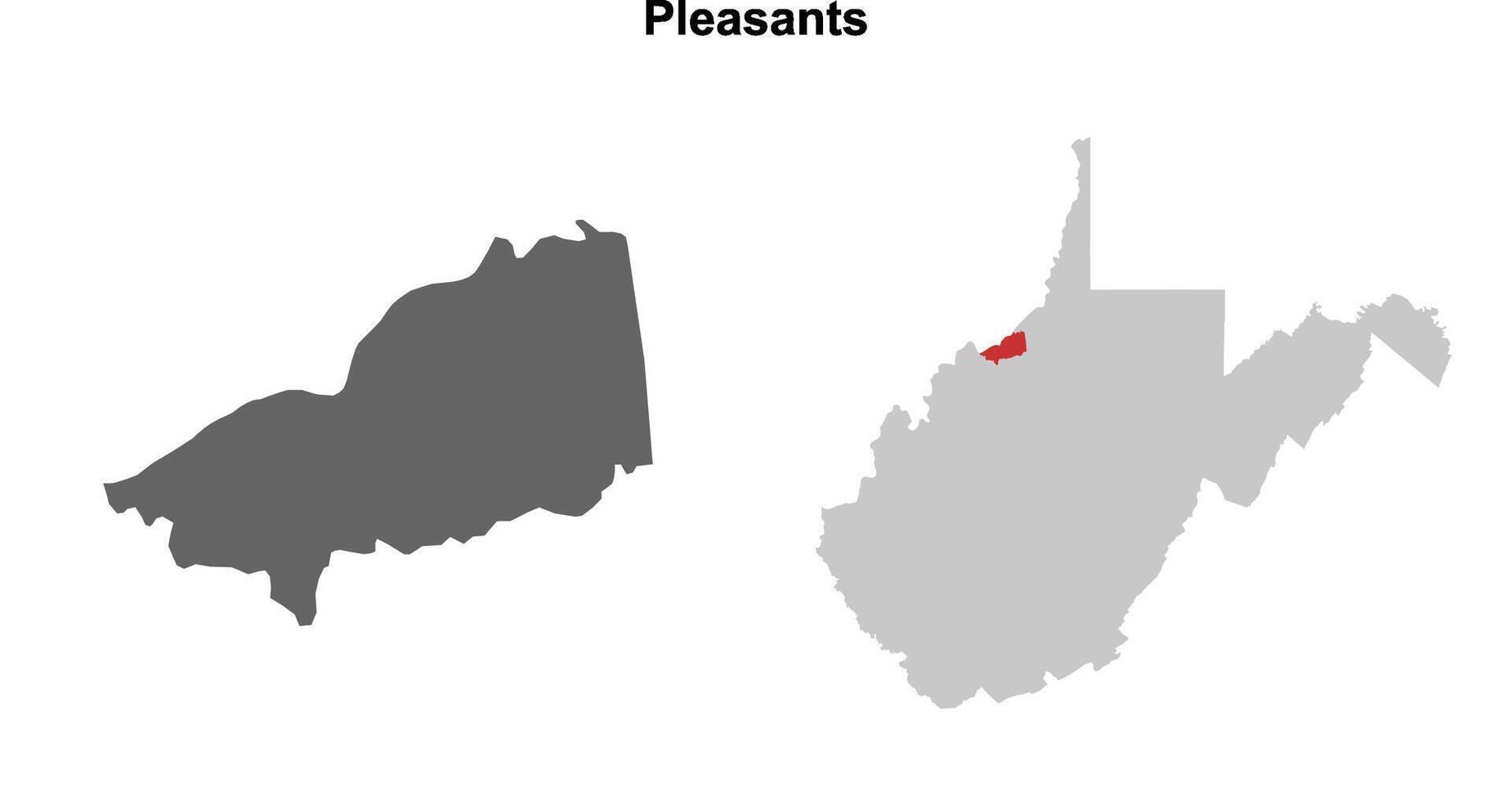 Pleasants County, West Virginia blank outline map set vector