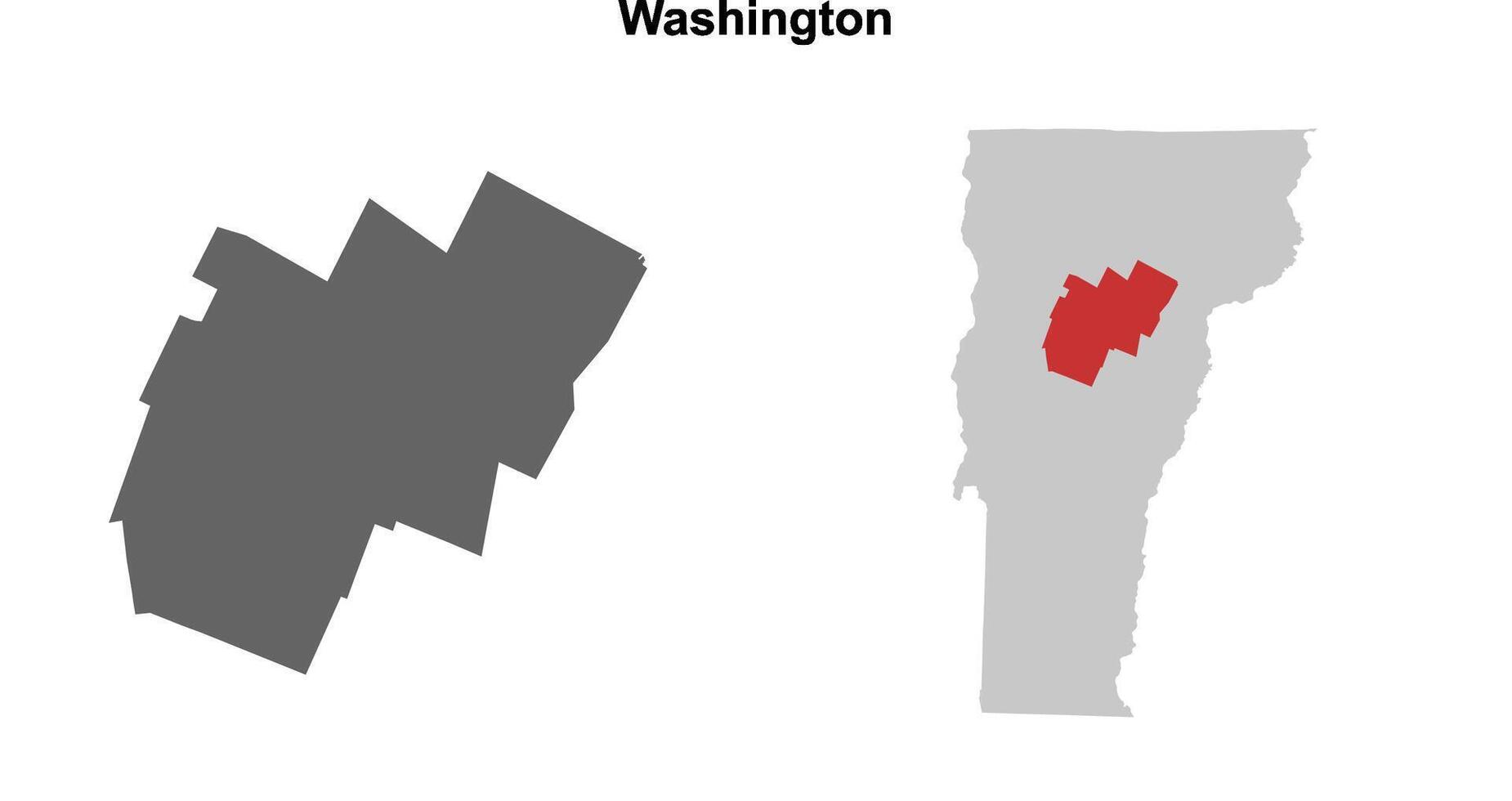 Washington County, Vermont blank outline map set vector