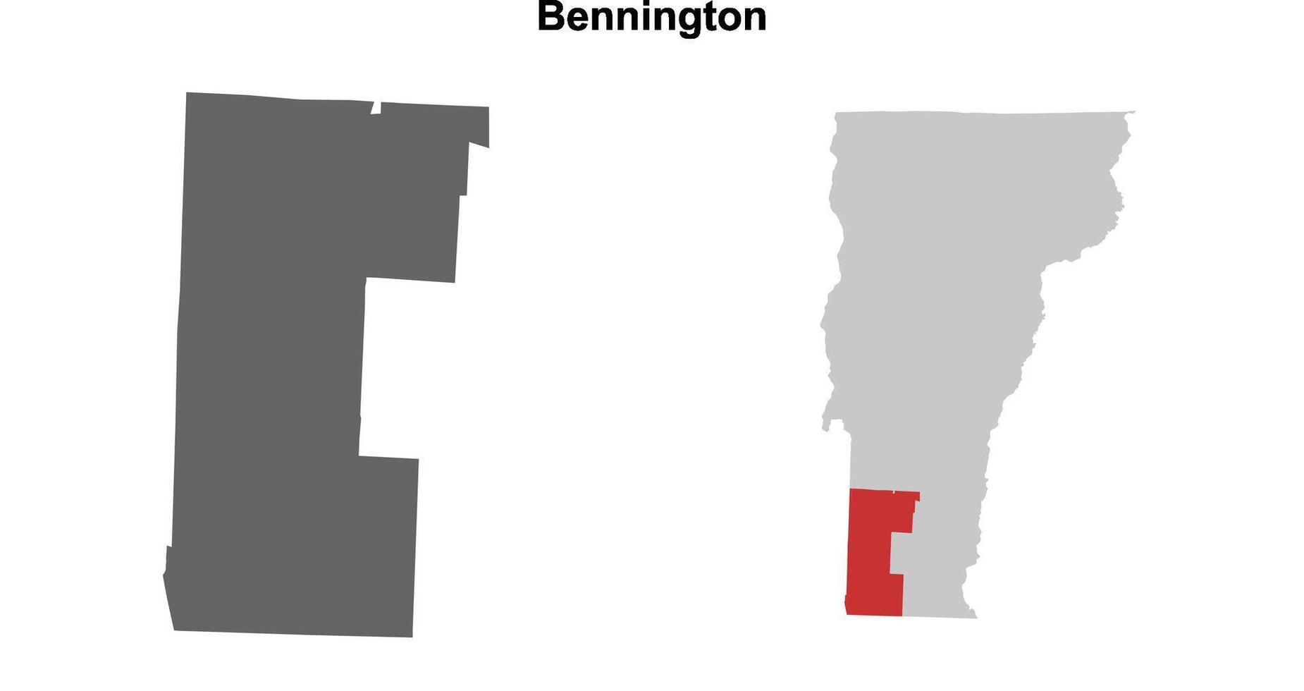 Bennington County, Vermont blank outline map set vector