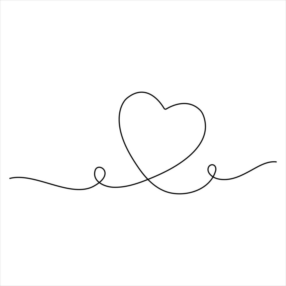 Minimalist Heart continuous line drawing illustration vector