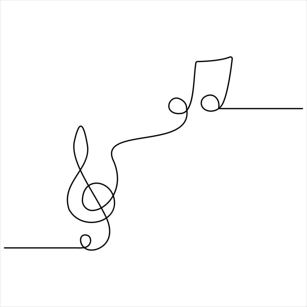 Musical Notes oneline continuous line drawing illustration vector