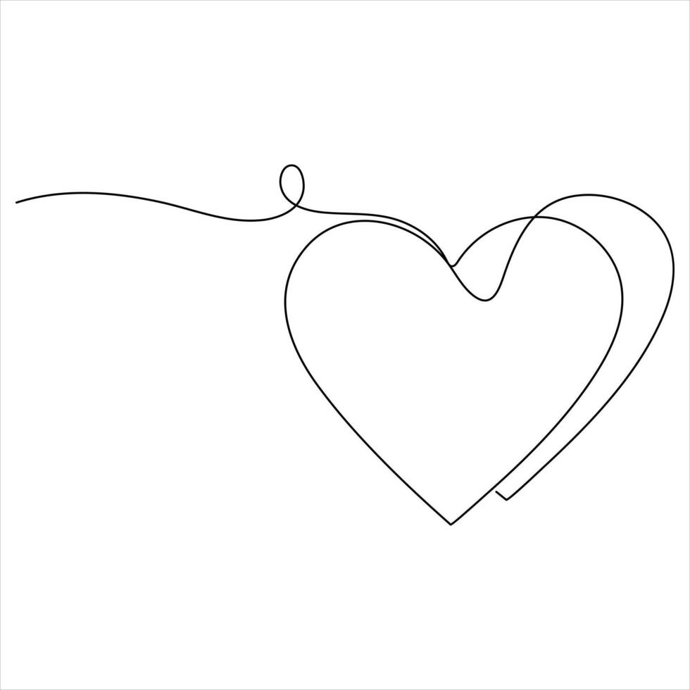 Music and Heart single line art representation drawing illustration vector