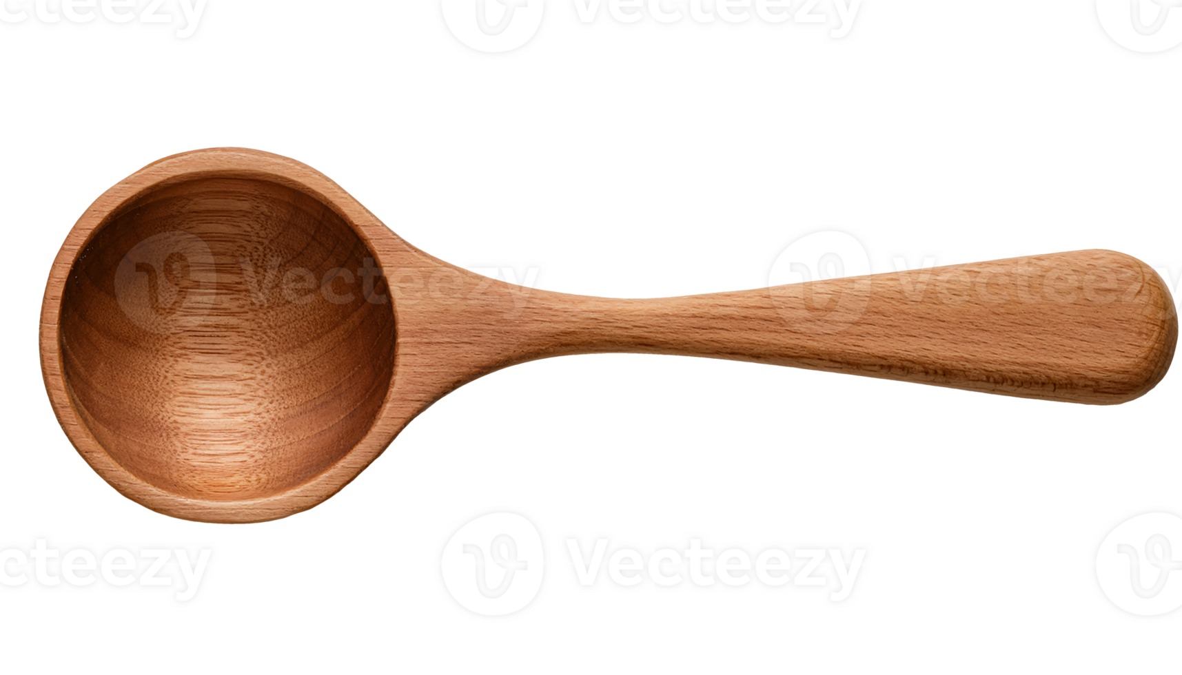 wooden measuring spoon with smooth round bowl and flat handle in top view on isolated background png