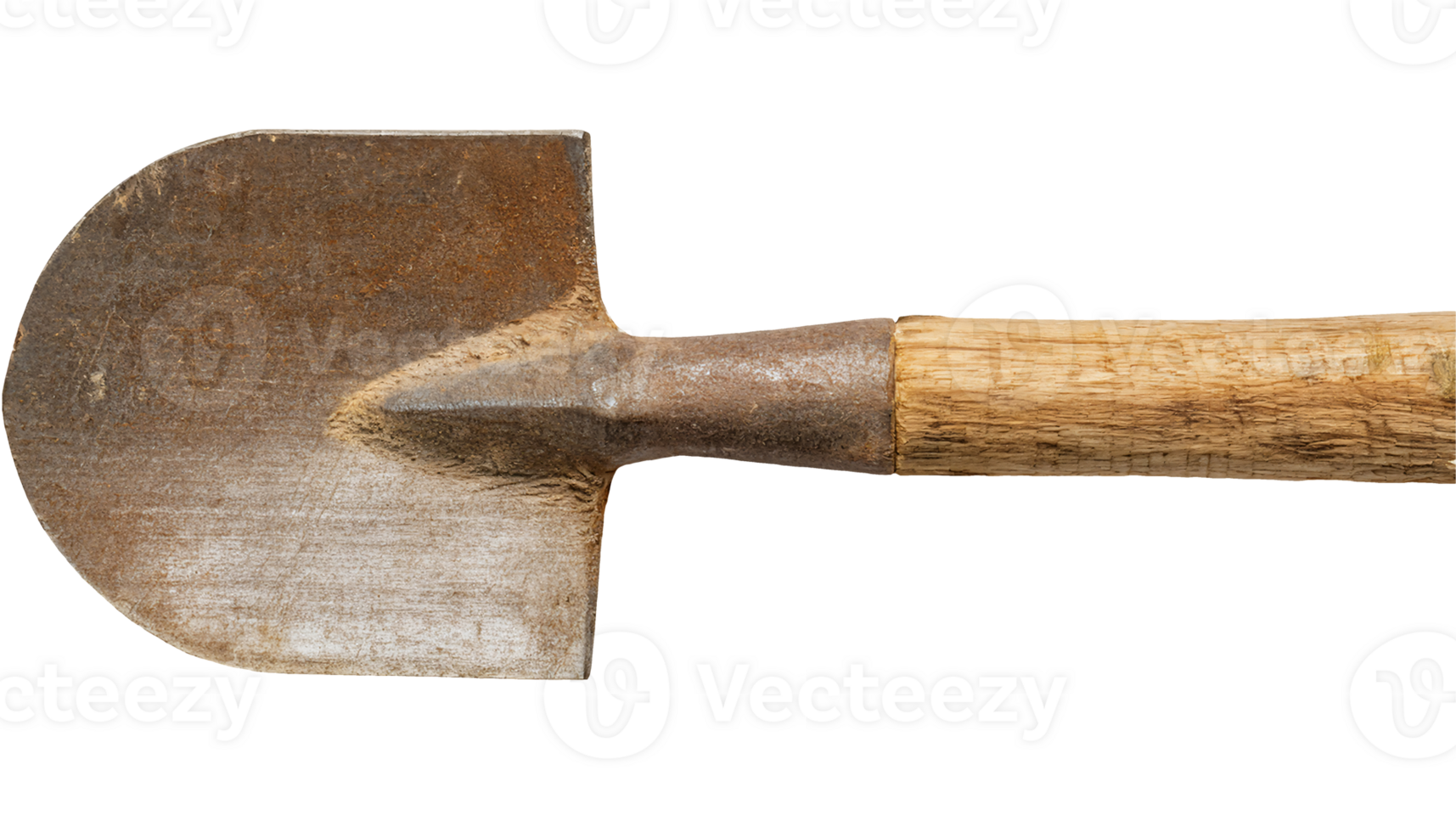 old rustic wooden handle mattock with rounded rusty metal blade on isolated background for agriculture gardening and digging tool concept png