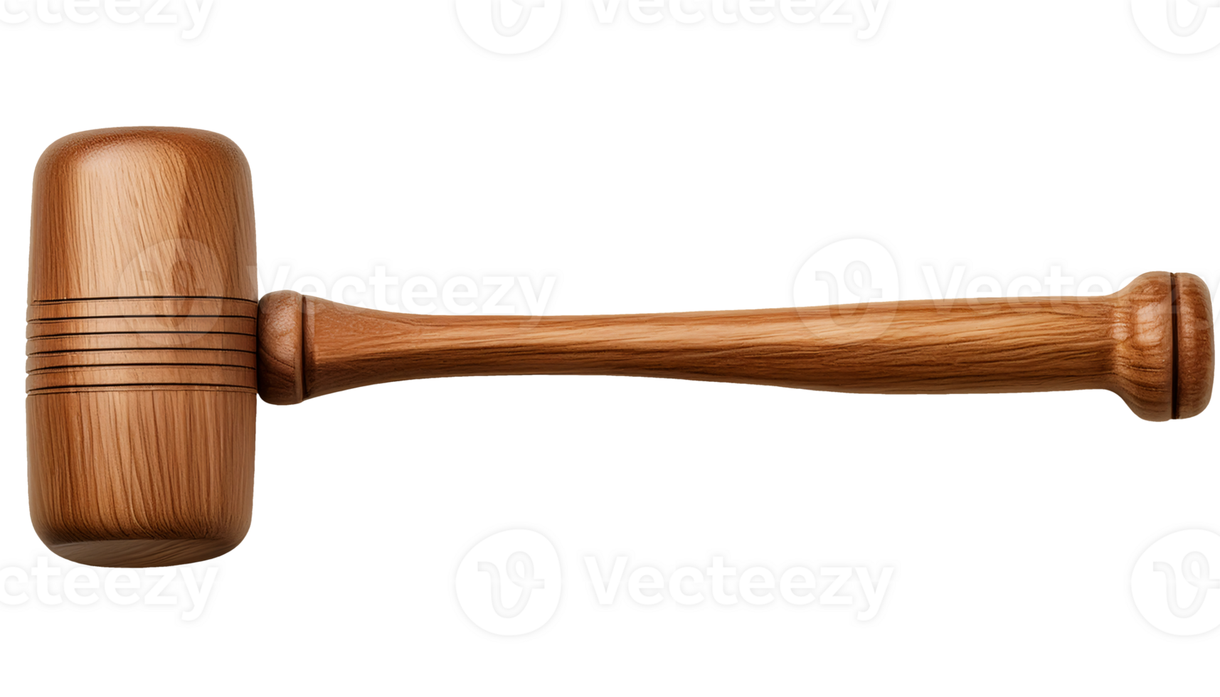 handcrafted wooden mallet side view, traditional woodworker's tool with smooth handle and fine wood grain texture on isolated background png