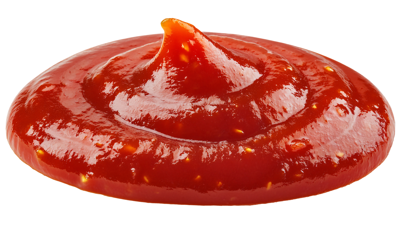 detailed close up view of red swirl sriracha chili sauce drop with glossy texture and spicy seeds on isolated background perfect for food packaging and culinary design png