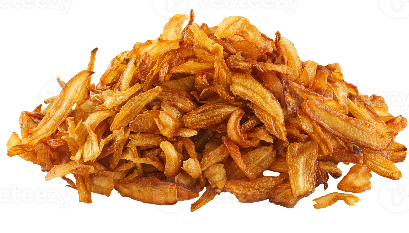 crispy fried shallots golden brown asian garnish topping close up texture for thai food on isolated background perfect for packaging and cooking design png